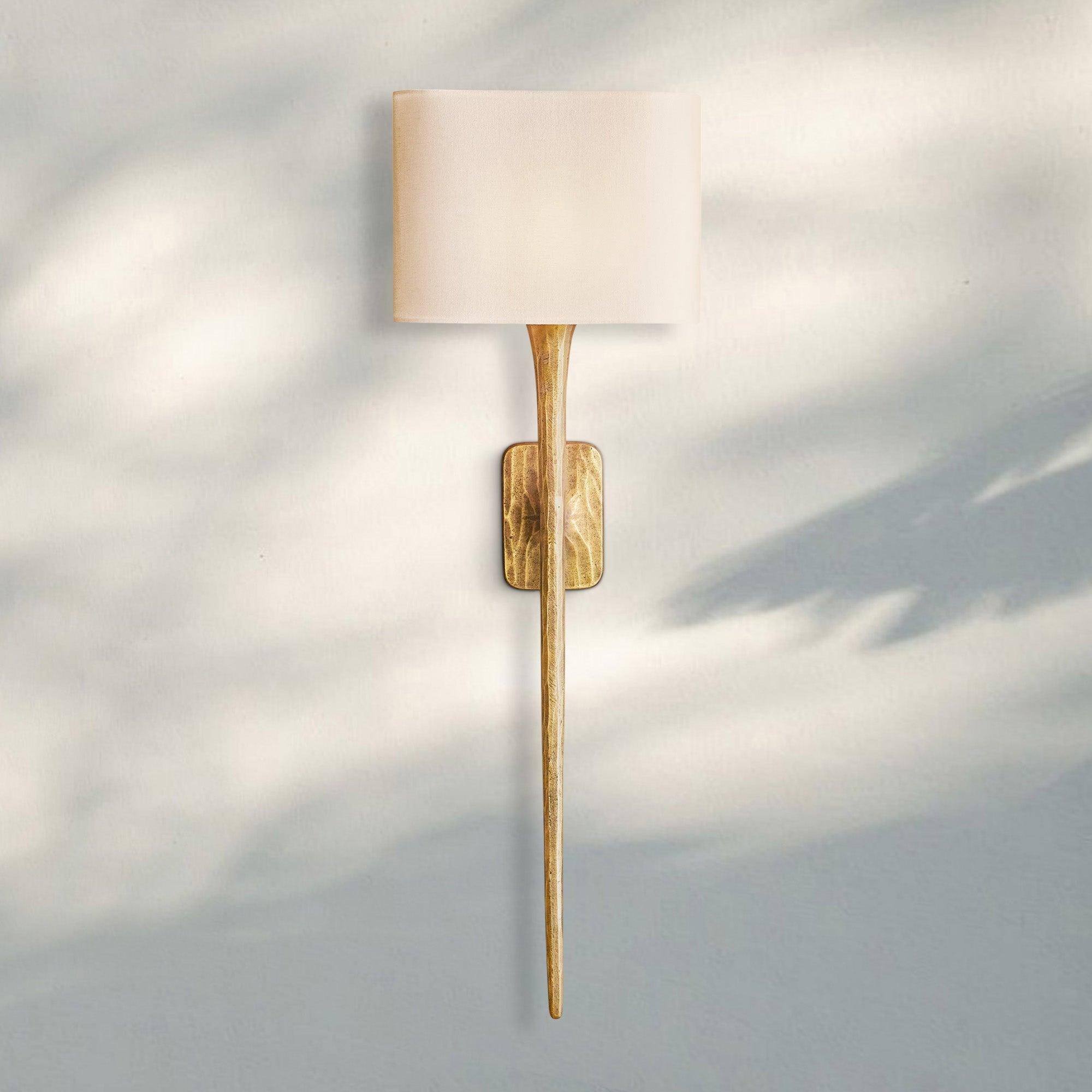 Thaddaus Grand Shaded Sconce-Forged Brass-