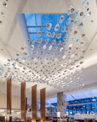 The Flying Surge LED Chandelier | Custom Size & Made-to-Order Lighting for Luxury Homes & Commercial Spaces - L 98.4" x W 47.2" x H 78.7" / L 250 x W 120cm x H 200cmBlue & GreyWarm LightBlushlighting
