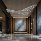 The Flying Surge LED Chandelier | Custom Size & Made-to-Order Lighting for Luxury Homes & Commercial Spaces - L 98.4" x W 47.2" x H 78.7" / L 250 x W 120cm x H 200cmBlue & GreyWarm LightBlushlighting