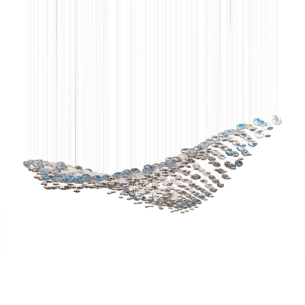 The Flying Surge LED Chandelier | Custom Size & Made-to-Order Lighting for Luxury Homes & Commercial Spaces - L 98.4" x W 47.2" x H 78.7" / L 250 x W 120cm x H 200cmBlue & GreyWarm LightBlushlighting