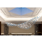 The Flying Surge LED Chandelier | Custom Size & Made-to-Order Lighting for Luxury Homes & Commercial Spaces - L 98.4" x W 47.2" x H 78.7" / L 250 x W 120cm x H 200cmBlue & GreyWarm LightBlushlighting