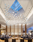 The Flying Surge LED Chandelier | Custom Size & Made-to-Order Lighting for Luxury Homes & Commercial Spaces - L 98.4" x W 47.2" x H 78.7" / L 250 x W 120cm x H 200cmBlue & GreyWarm LightBlushlighting