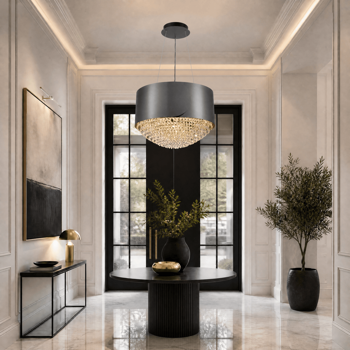 Theron Crystal Pendant Light 28" - Blushlighting