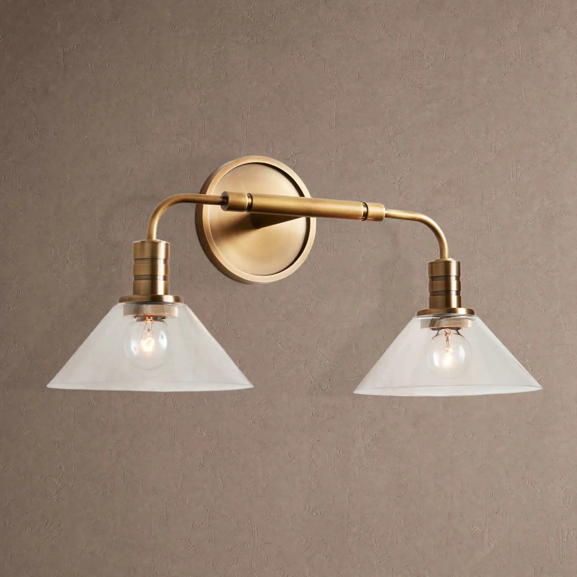 Theron Double Wall Sconce - ClearBrassBlushlighting