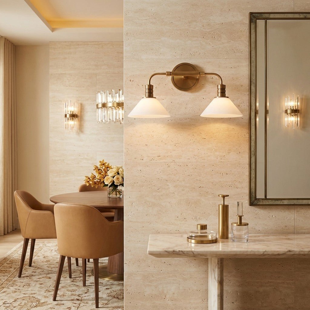 Theron Double Wall Sconce - ClearBlackBlushlighting