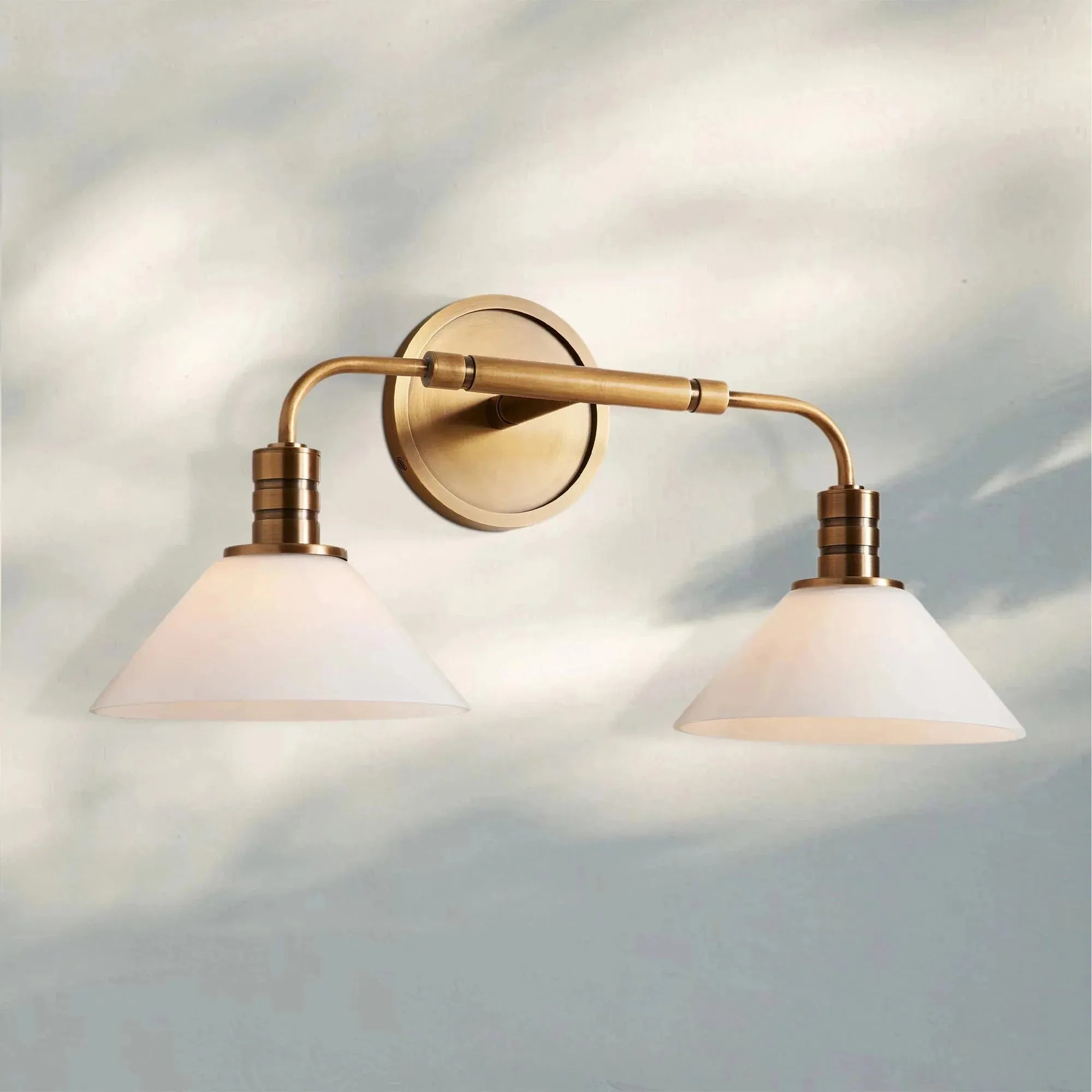Theron Double Wall Sconce - MilkBrassBlushlighting