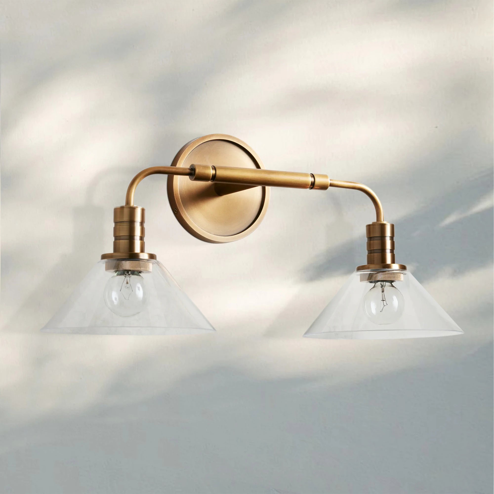 Theron Double Wall Sconce-Clear-Brass-