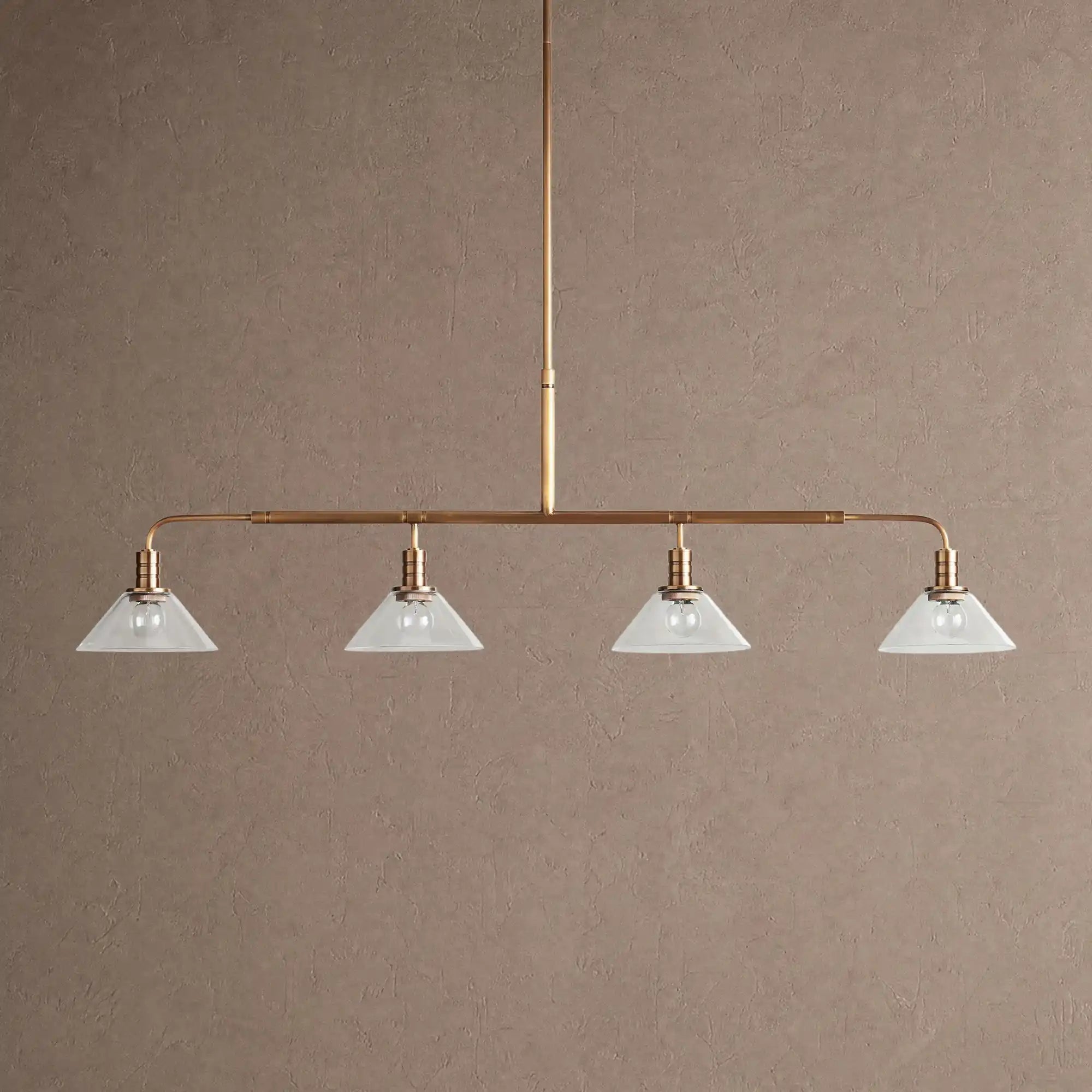 Theron Glass Linear Chandelier - 50"ClearBrassBlushlighting