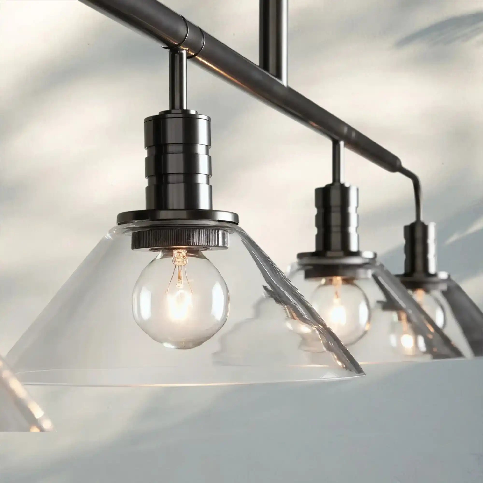 Theron Glass Linear Chandelier - 60"MilkBronzeBlushlighting