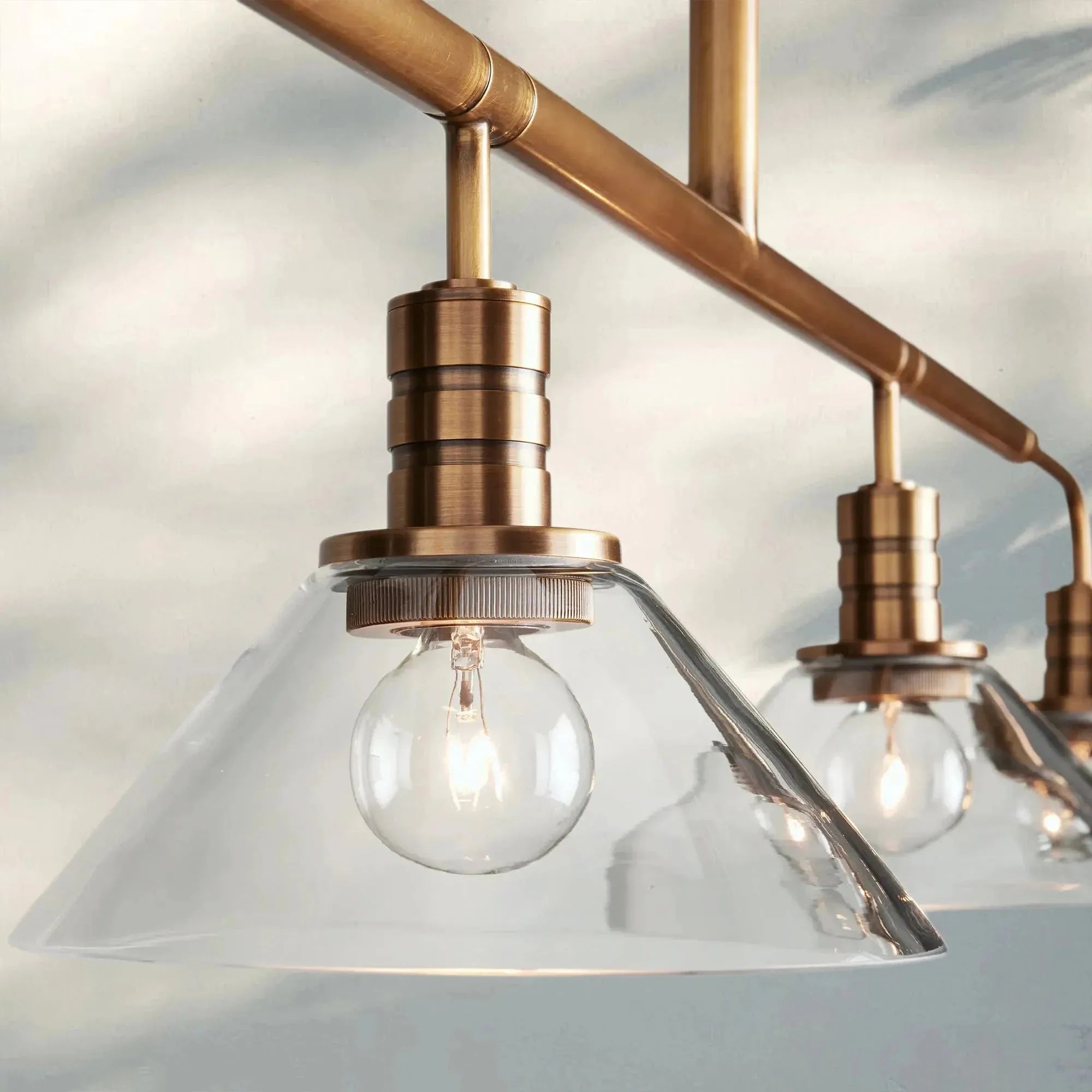 Theron Glass Linear Chandelier - 60"MilkBrassBlushlighting