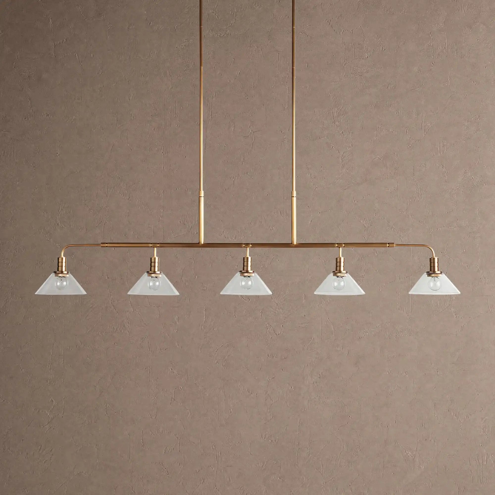 Theron Glass Linear Chandelier - 60"ClearBrassBlushlighting