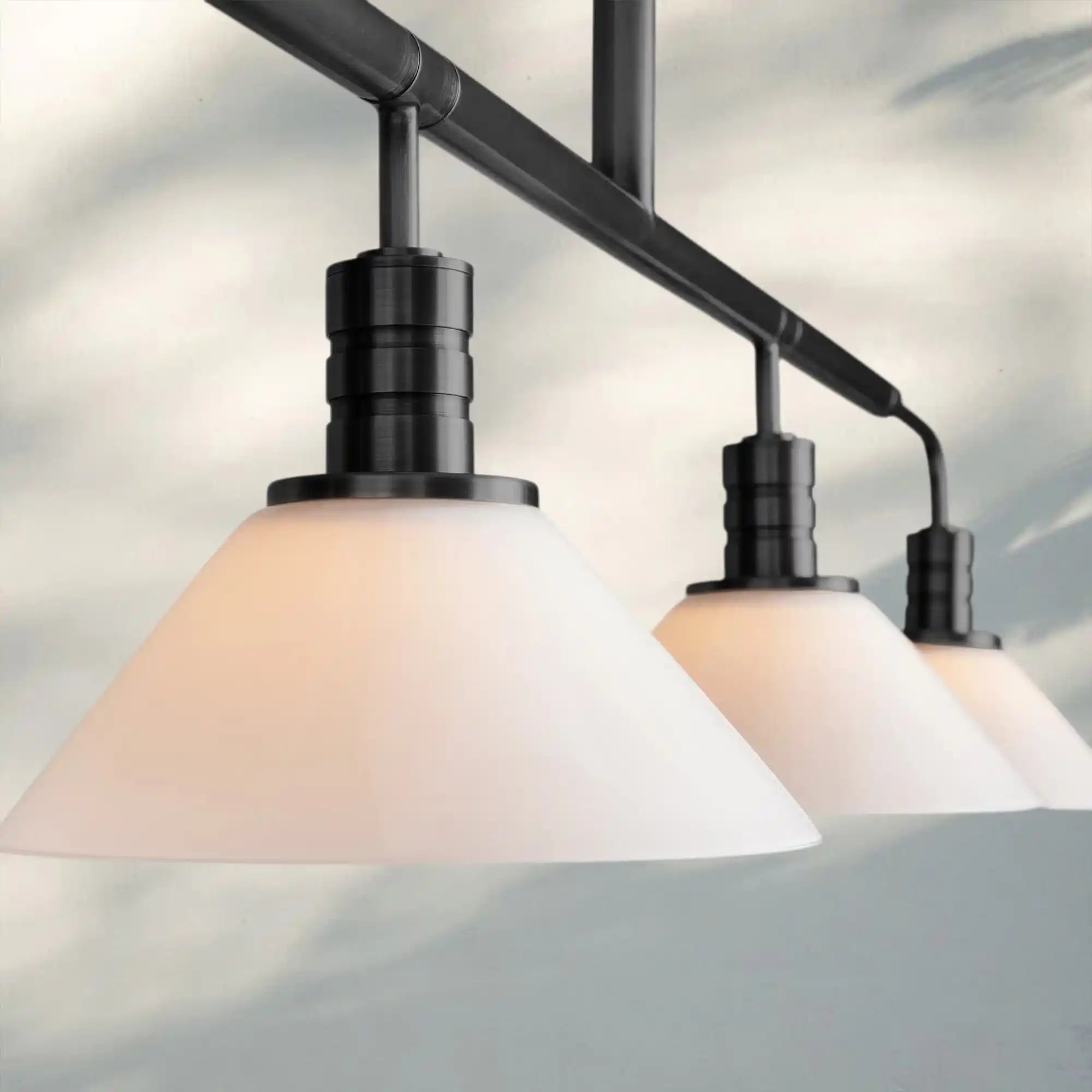 Theron Glass Linear Chandelier - 60"MilkBronzeBlushlighting