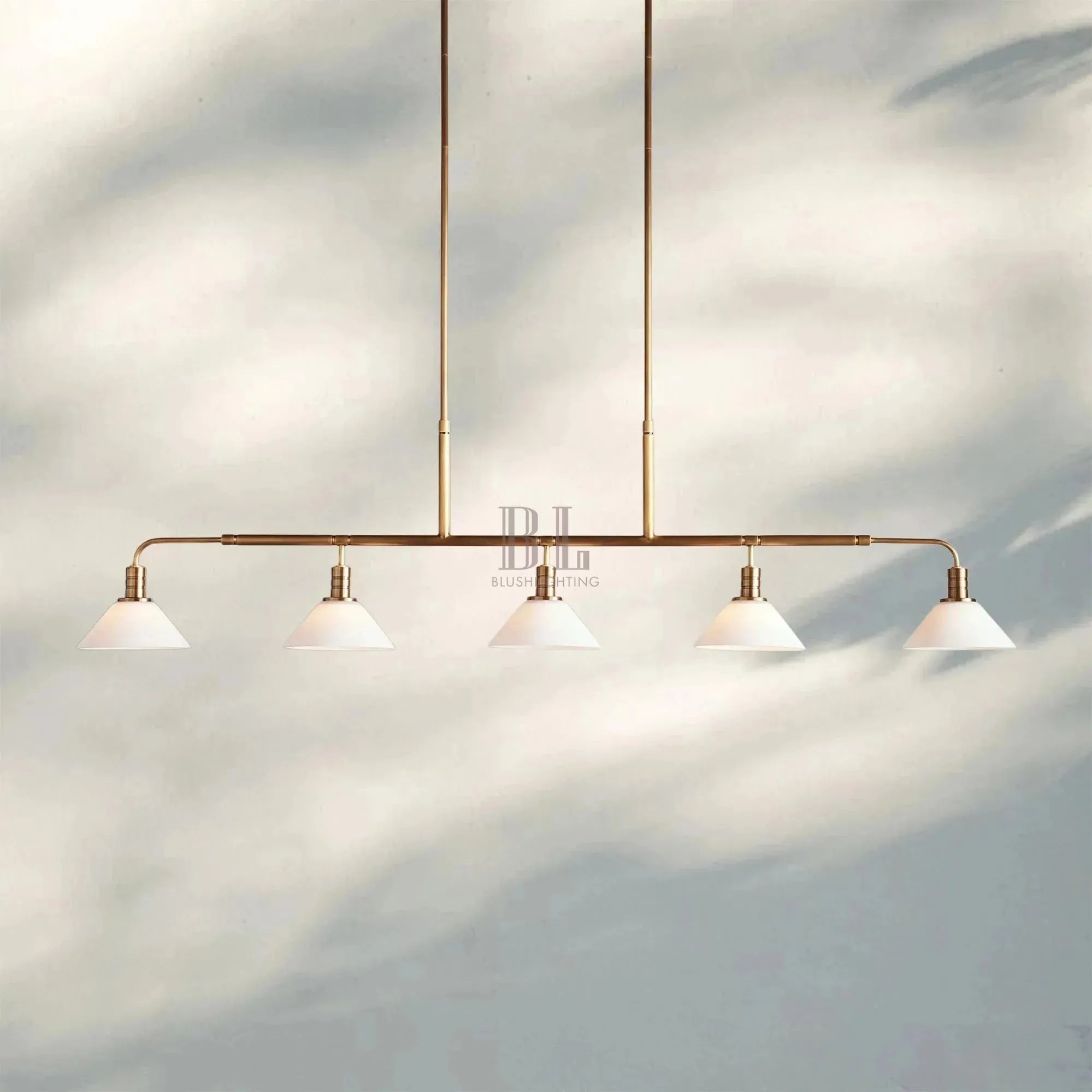 Theron Glass Linear Chandelier - 60"MilkBrassBlushlighting