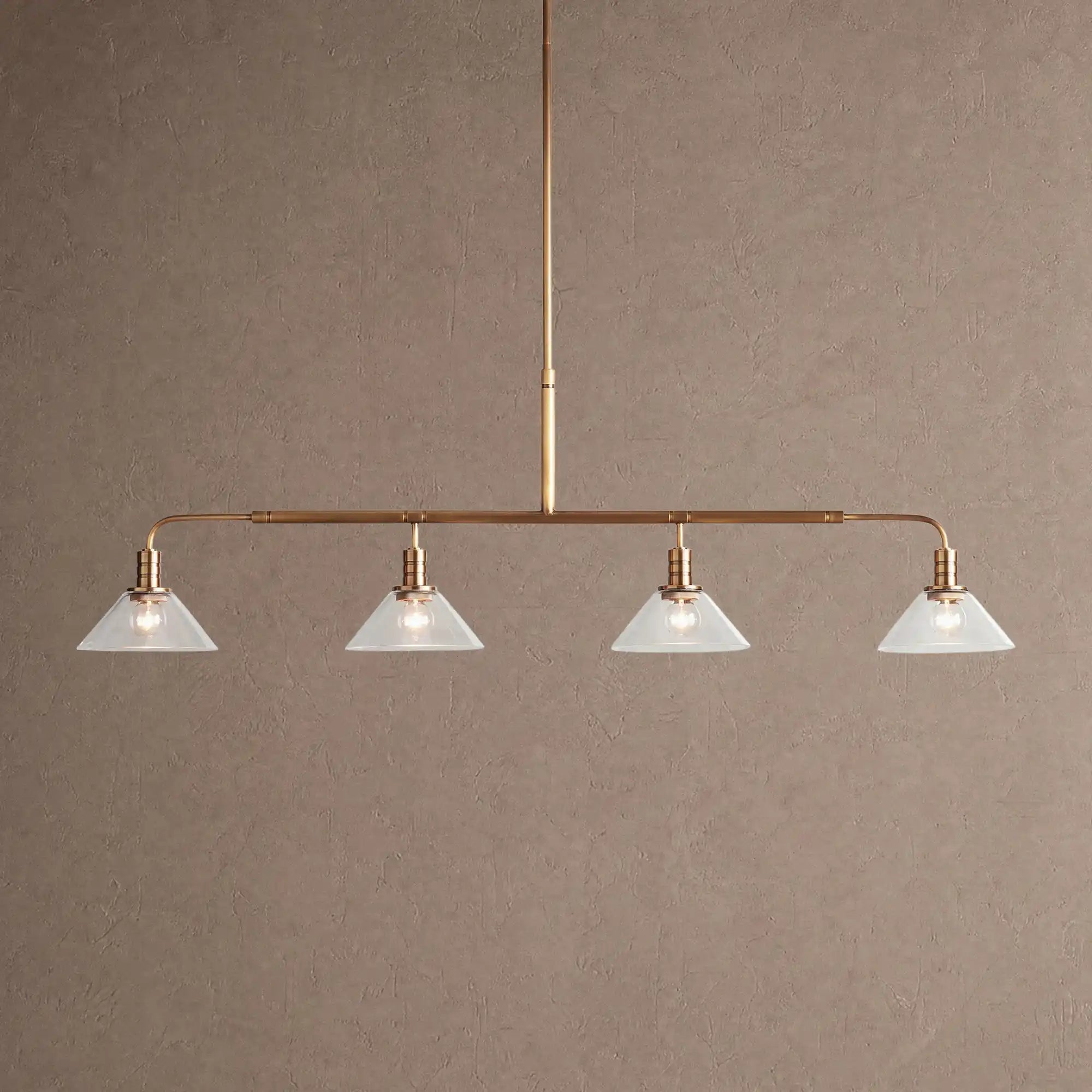 Theron Glass Linear Chandelier - 50"ClearBrassBlushlighting