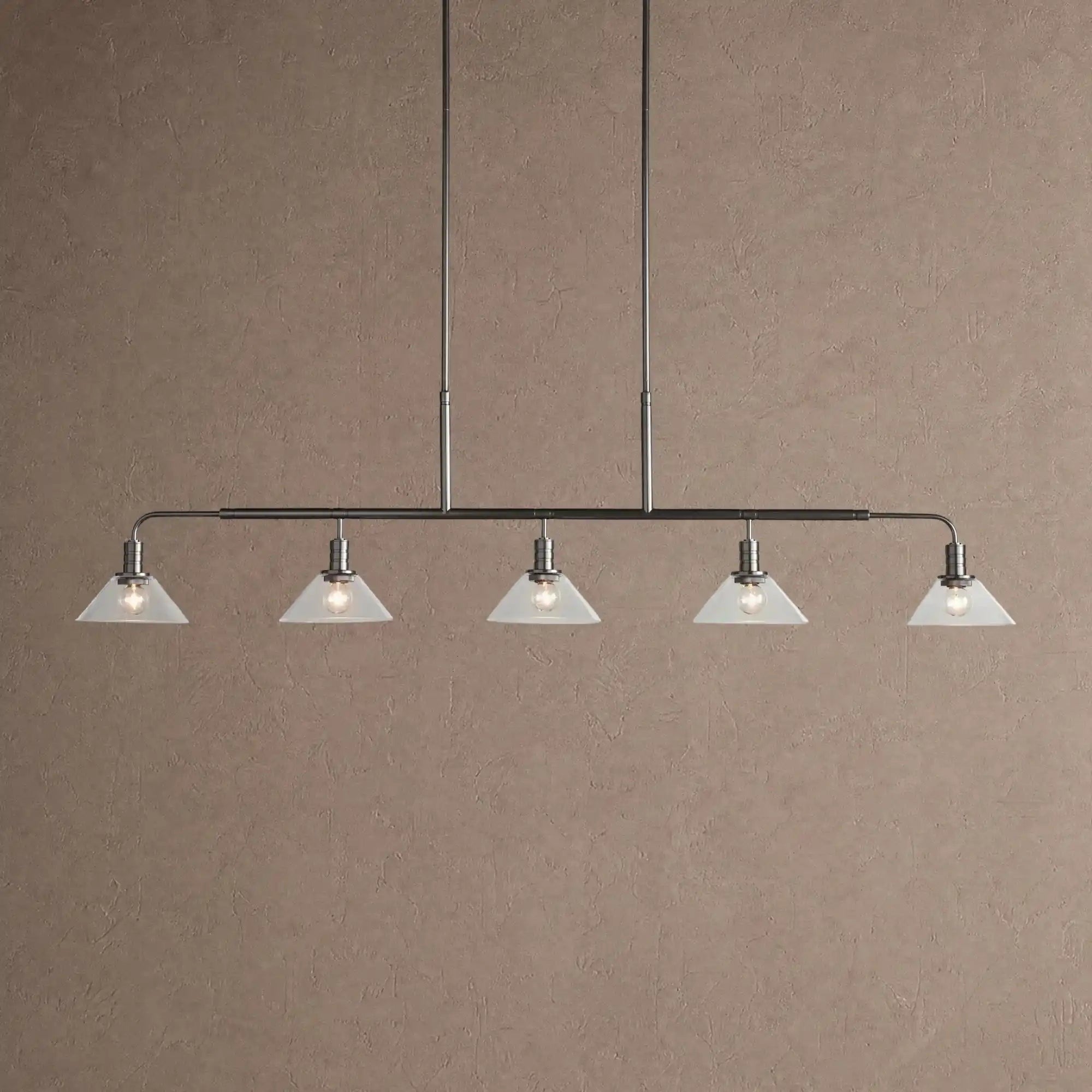 Theron Glass Linear Chandelier - 60"ClearBlackBlushlighting