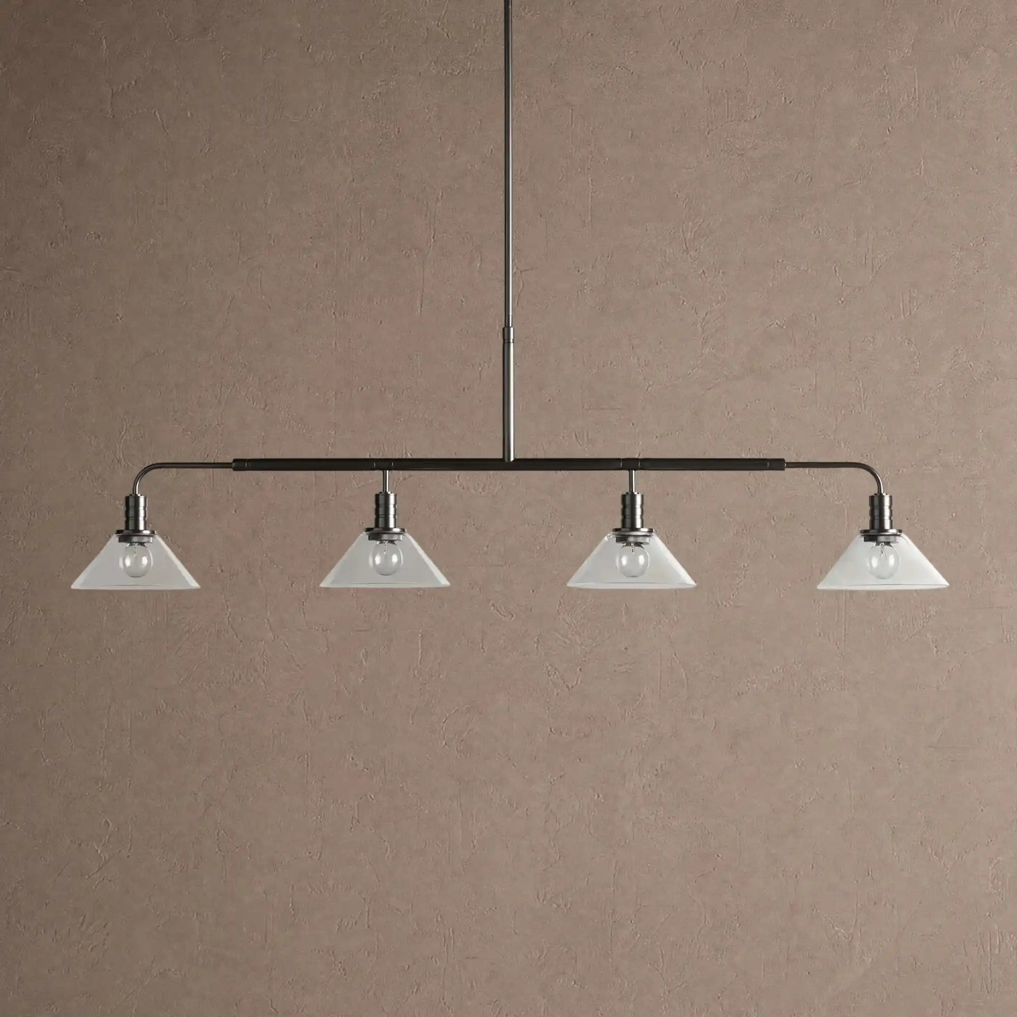 Theron Glass Linear Chandelier - 50"ClearBlackBlushlighting