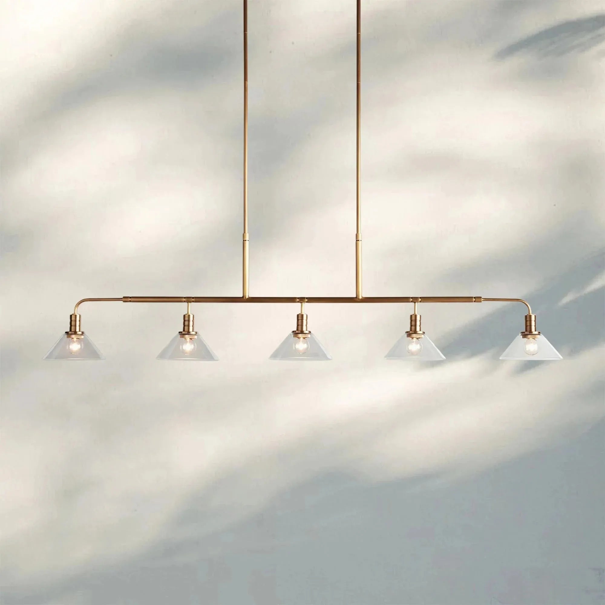 Theron Glass Linear Chandelier - 60"ClearBrassBlushlighting