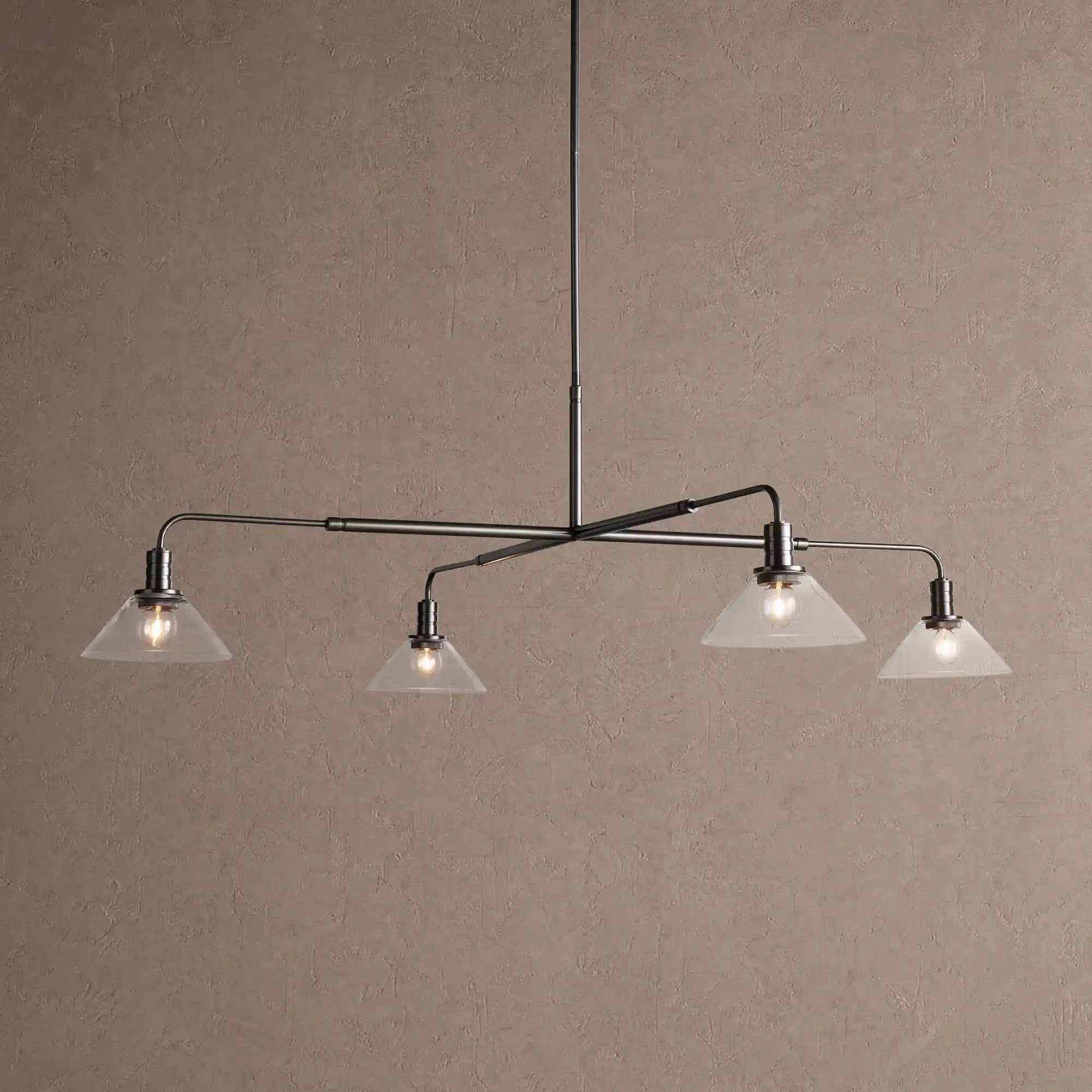 Theron Glass Round Chandelier 30'' 52'' - 30''BlackClearBlushlighting