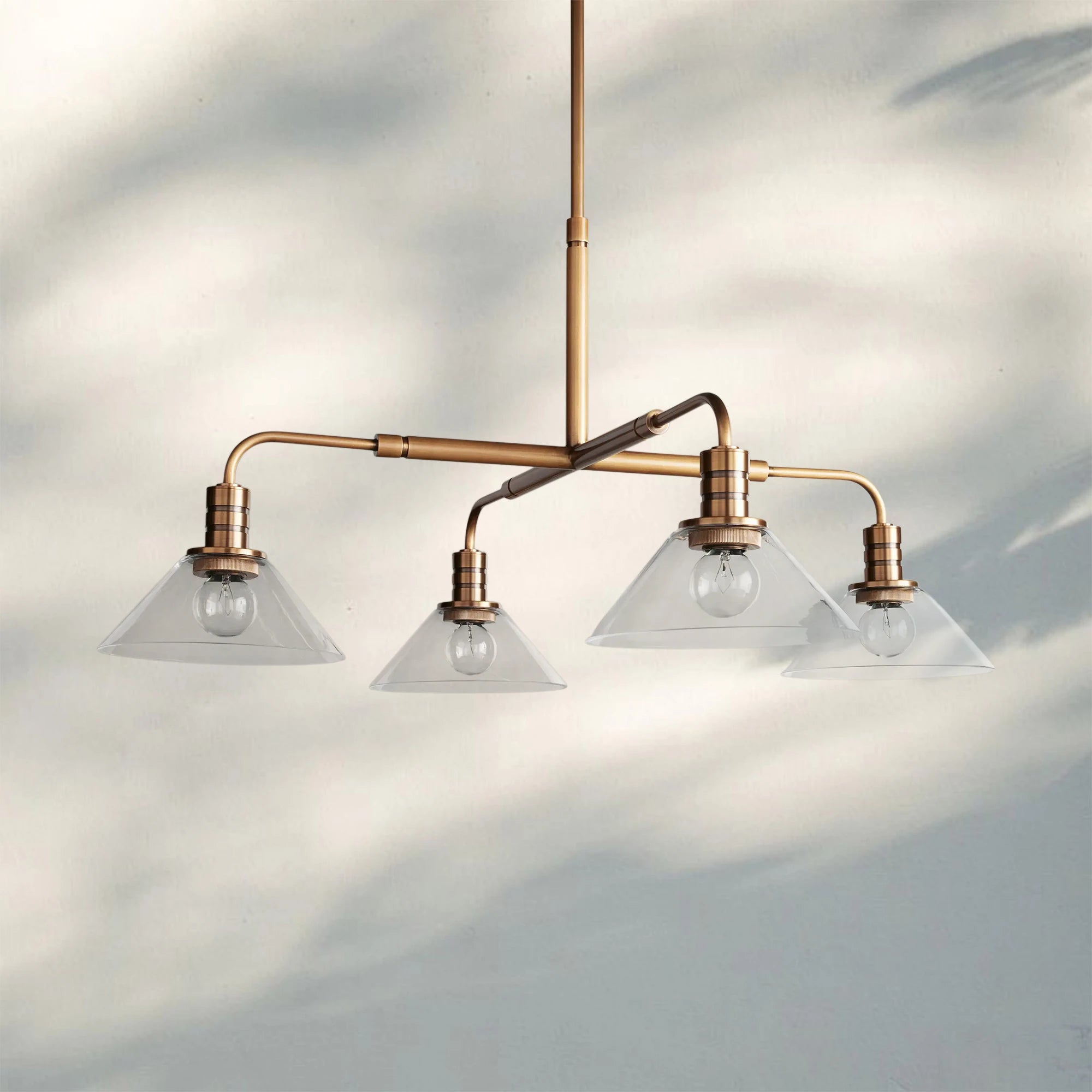 Theron Glass Round Chandelier 30'' 52''-30''-Brass-Clear