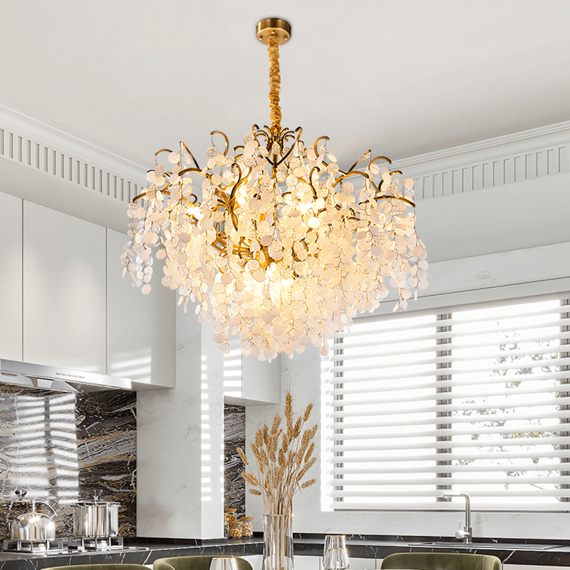 Thirza Brass Branch Crystal Chandelier - 23.62" diamBlushlighting