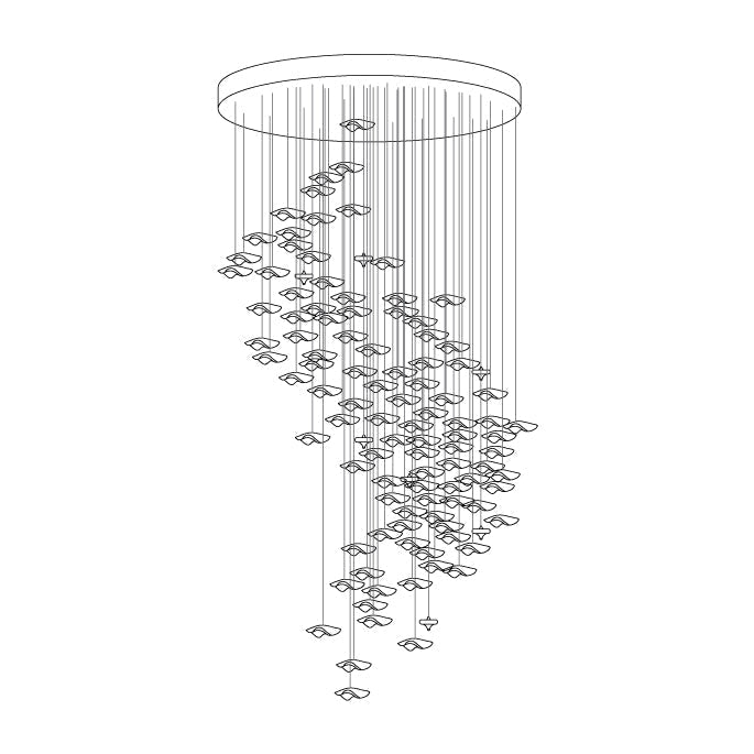 Tidal Art Glass Chandelier (With Canopy) - ∅ 39.4″ x H 78.7″Clear & GoldWarm LightBlushlighting