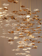 Tidal Art Glass Chandelier (With Canopy) - ∅ 58.3″ x H 118.1″Clear & GoldWarm LightBlushlighting