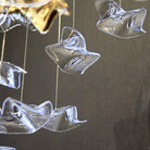 Tidal Art Glass Chandelier (With Canopy) - L 82.7″ x W 23.6″ x H 78.7″Clear & GoldWarm LightBlushlighting