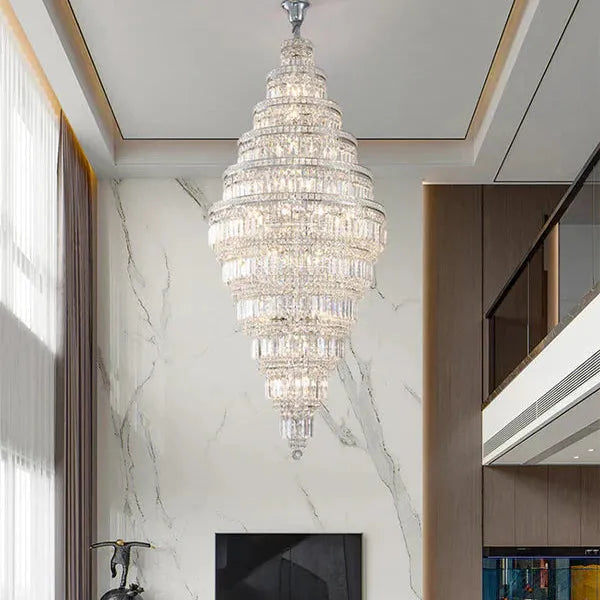 Tiered Crystal Chandelier - Ø33"×H77"ChromeBlushlighting