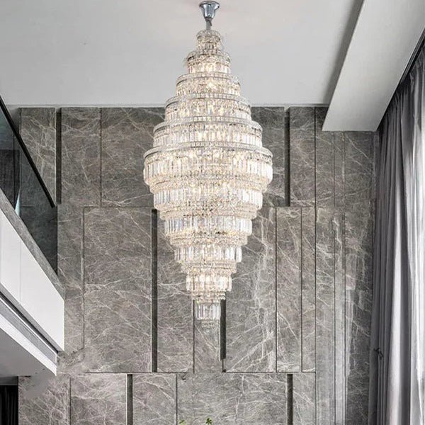 Tiered Crystal Chandelier - Ø41"×H98"ChromeBlushlighting