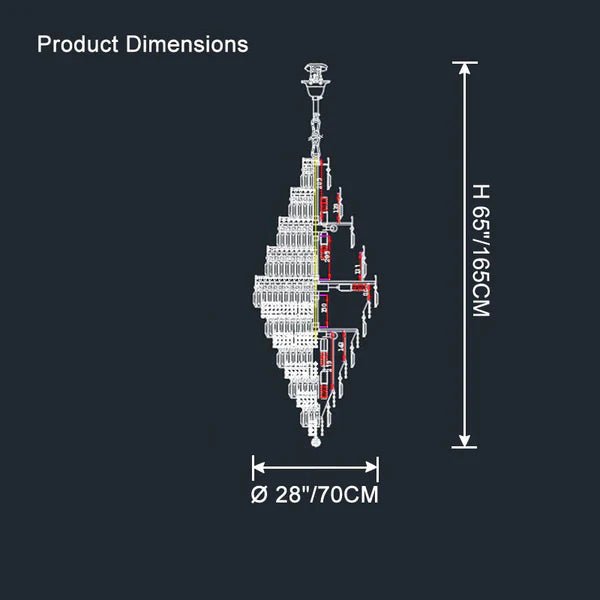 Tiered Crystal Chandelier - Ø28"×H65"ChromeBlushlighting
