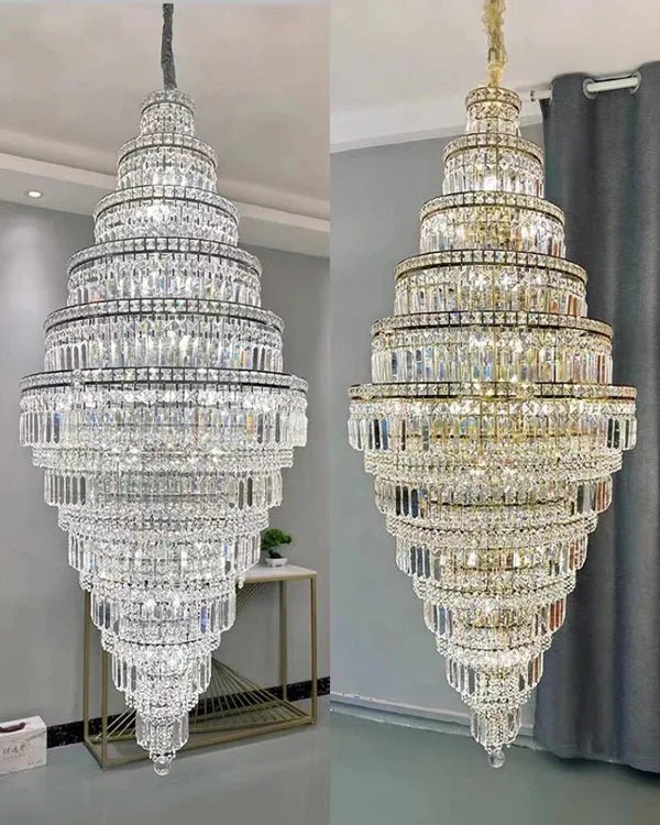 Tiered Crystal Chandelier - Ø47"×H110"ChromeBlushlighting