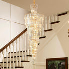 Tiered Foyer Staircase Spiral Crystal Chandelier Hotel Hall/ Entrance High Ceiling Pendant Lighting Fixture - D27.6"*H82.7"Blushlighting