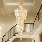 Tiered Foyer Staircase Spiral Crystal Chandelier Hotel Hall/ Entrance High Ceiling Pendant Lighting Fixture - D27.6"*H82.7"Blushlighting