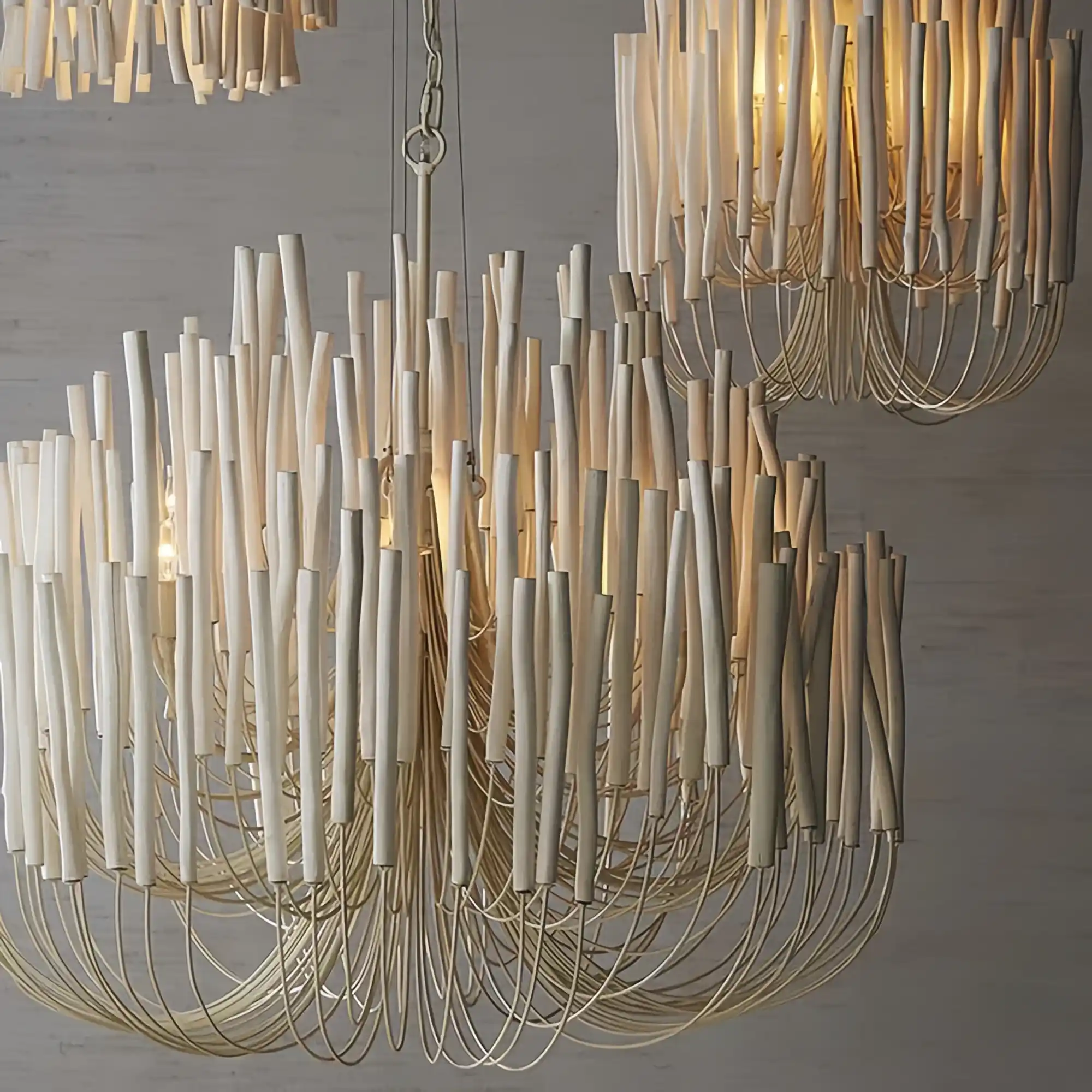 5/6-Light Modern Branch Modeling Chandelier in White or Black for Stylish Interiors-Chandeliers-Blushlighting