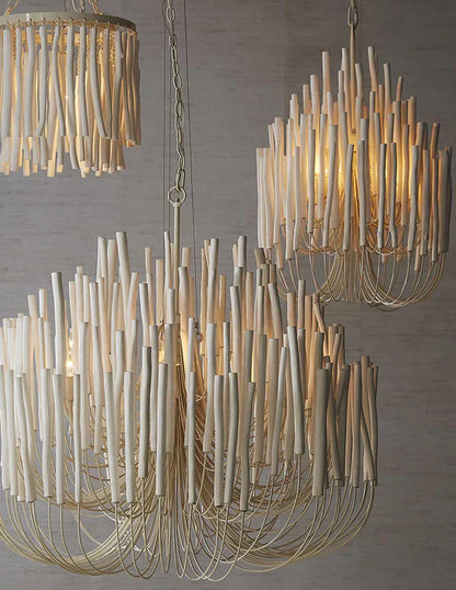 5/6-Light Modern Branch Modeling Chandelier in White or Black for Stylish Interiors