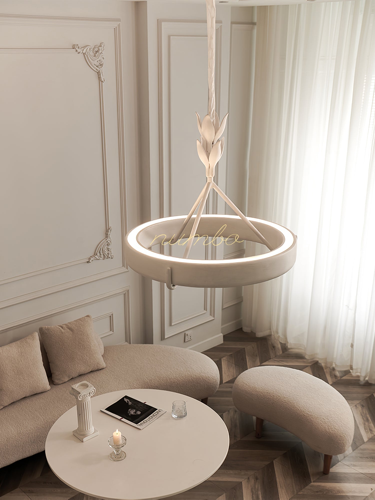 Tinsley Plaster Chandelier - D 60cm x H 60cm / ∅ 23.6″ x H 23.6″WhiteWarm WhiteBlushlighting