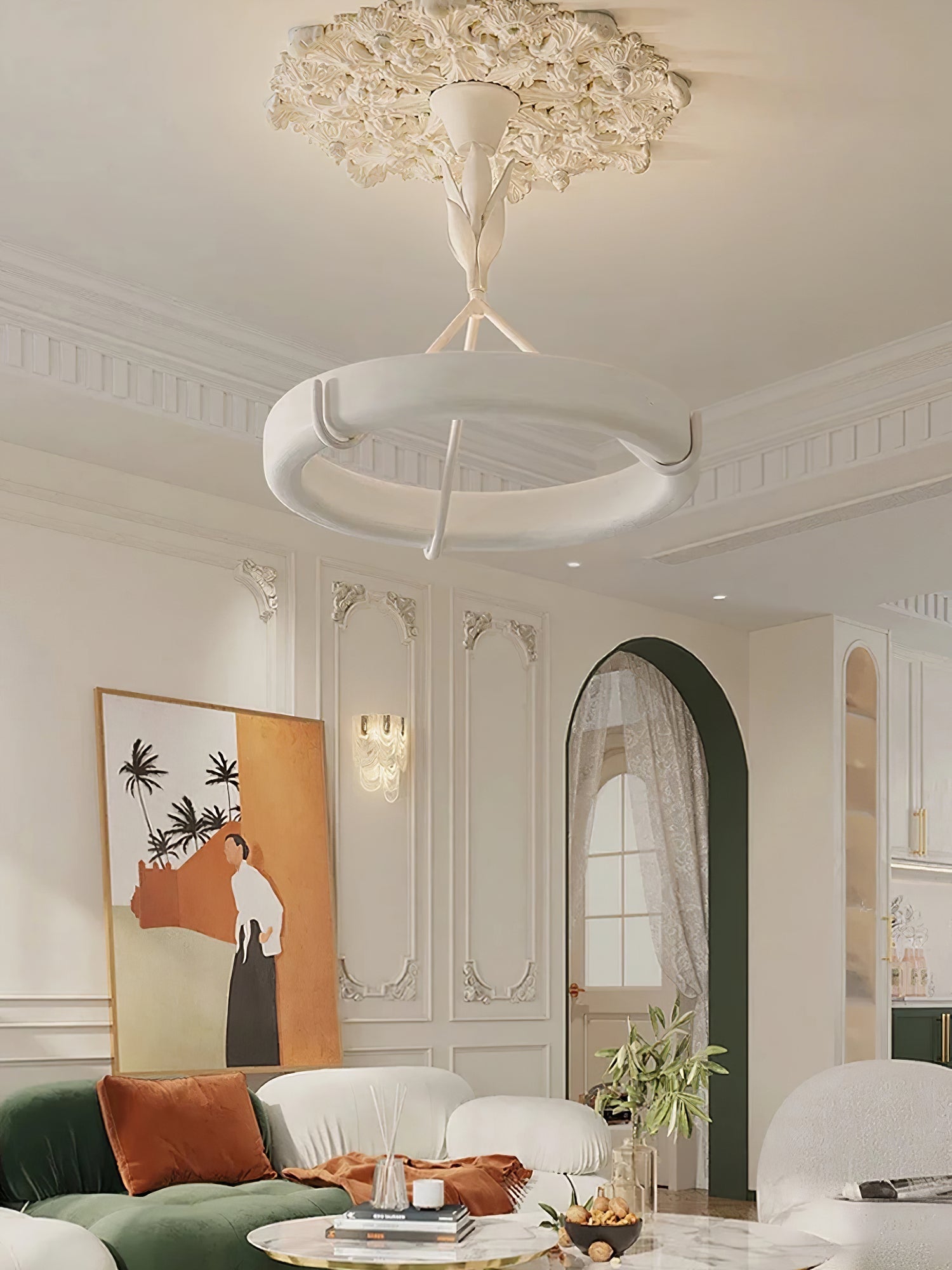 Tinsley Plaster Chandelier - D 60cm x H 60cm / ∅ 23.6″ x H 23.6″WhiteWarm WhiteBlushlighting