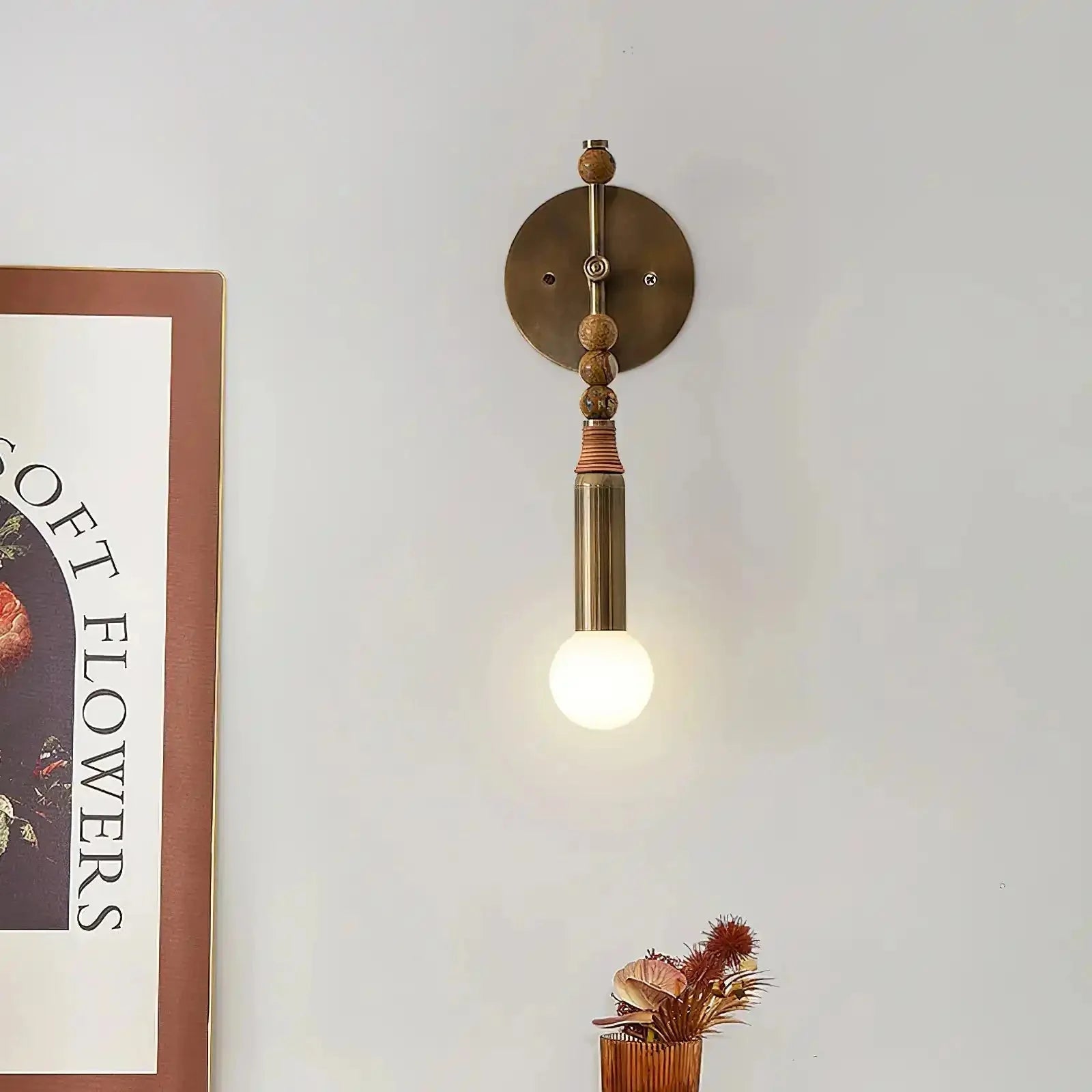 Toam Wall Lamp - D 5.9" x W 4.5" x H 18.9"Brown Marble & Antique BrassBlushlighting