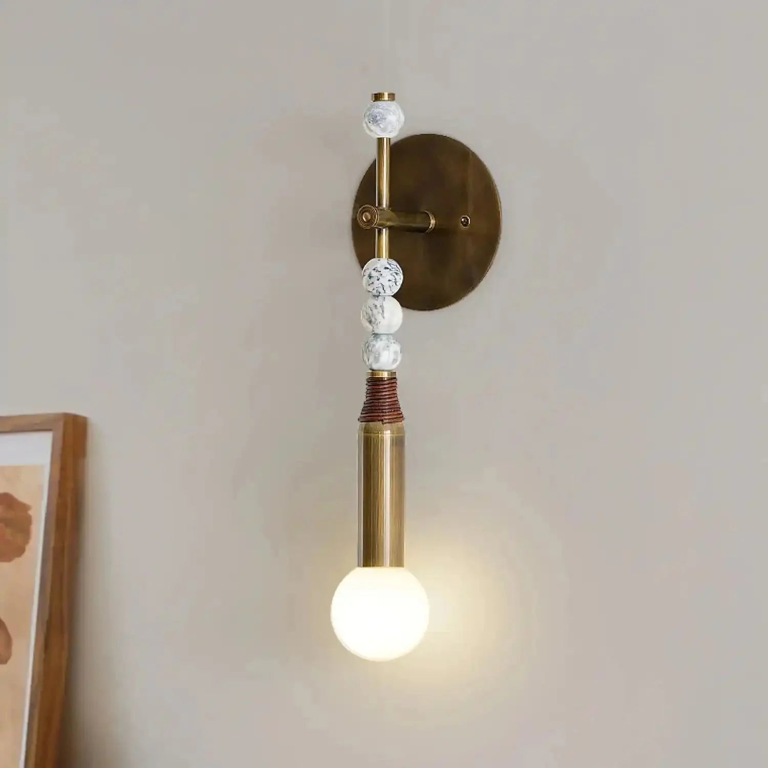 Toam Wall Lamp - D 5.9" x W 4.5" x H 18.9"Green Marble & Antique BrassBlushlighting