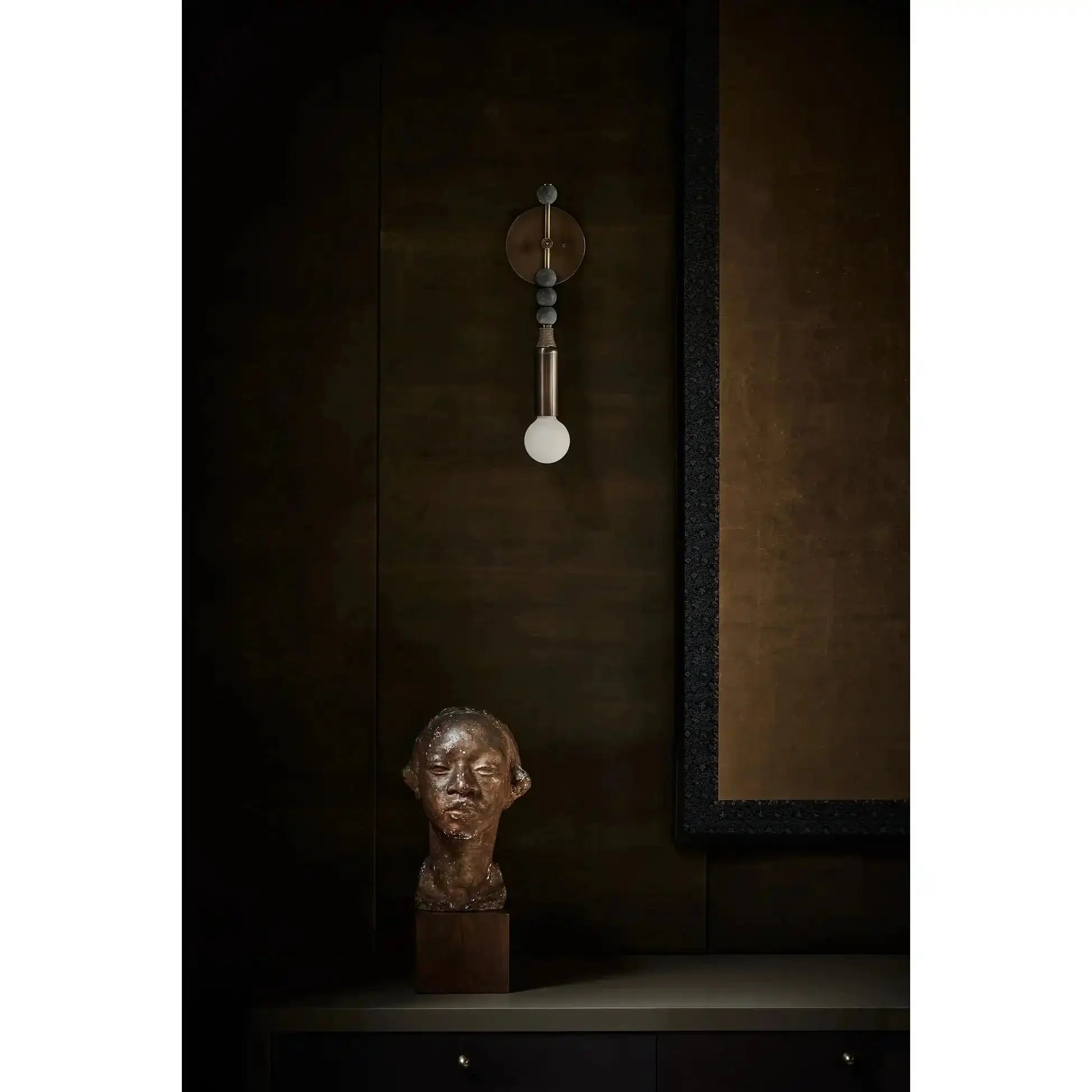 Toam Wall Lamp - D 5.9" x W 4.5" x H 18.9"Green Marble & Antique BrassBlushlighting