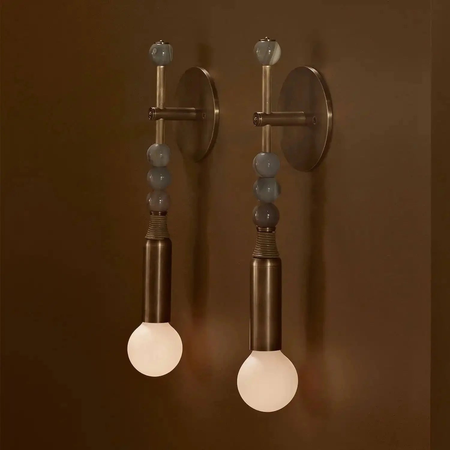 Toam Wall Lamp - D 5.9" x W 4.5" x H 18.9"Green Marble & Antique BrassBlushlighting
