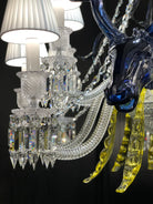 Traditional Colorful Candle Branch Blue Deer Crystal Chandelier for Living Room/Dining Room-Chandeliers-Blushlighting