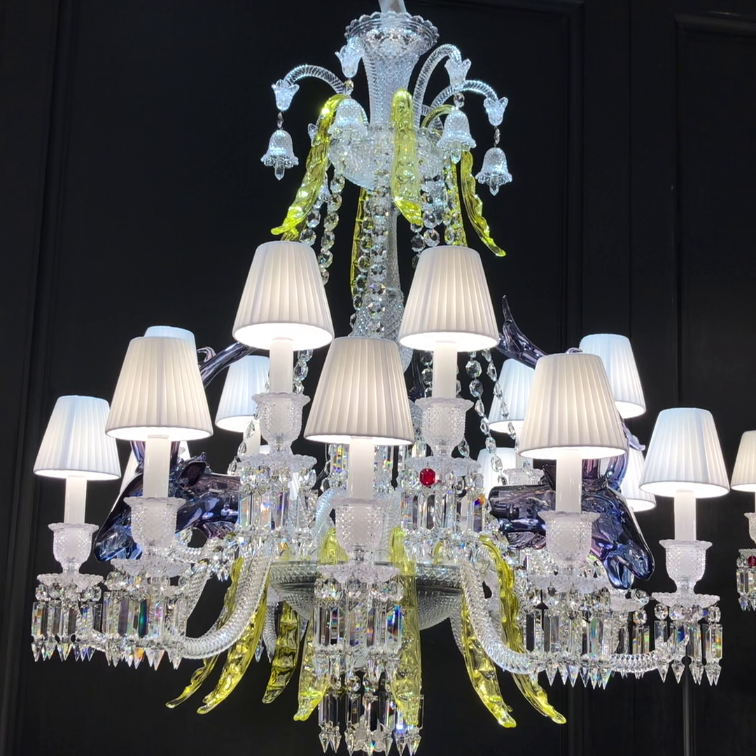 Traditional Colorful Candle Branch Blue Deer Crystal Chandelier for Living Room/Dining Room-Chandeliers-Blushlighting