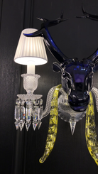 Traditional Colorful Candle Branch Blue Deer Crystal Chandelier for Living Room/Dining Room-Chandeliers-Blushlighting