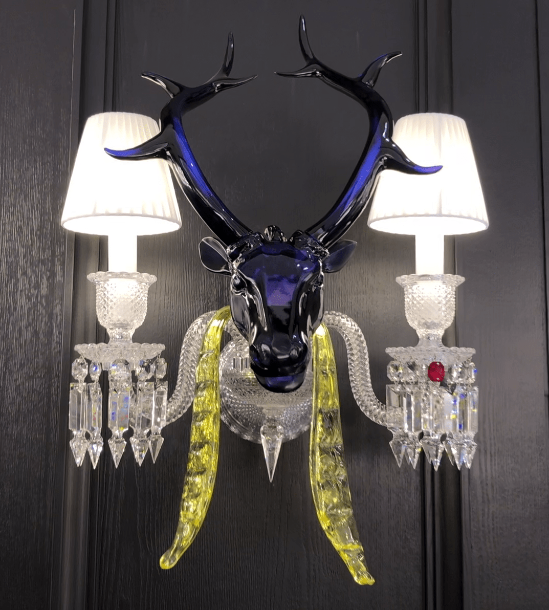 Traditional Colorful Candle Branch Blue Deer Crystal Chandelier for Living Room/Dining Room - Wall Light (2 Lights): D19.7"*H24.8"Warm LightBlushlighting