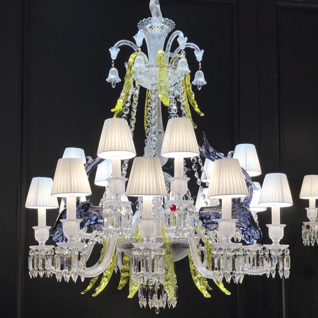 Traditional Colorful Candle Branch Blue Deer Crystal Chandelier for Living Room/Dining Room - 6 Lights: D29.5"*H33.5"Warm LightBlushlighting