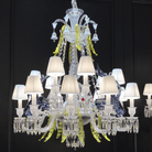 Traditional Colorful Candle Branch Blue Deer Crystal Chandelier for Living Room/Dining Room - 6 Lights: D29.5"*H33.5"Warm LightBlushlighting