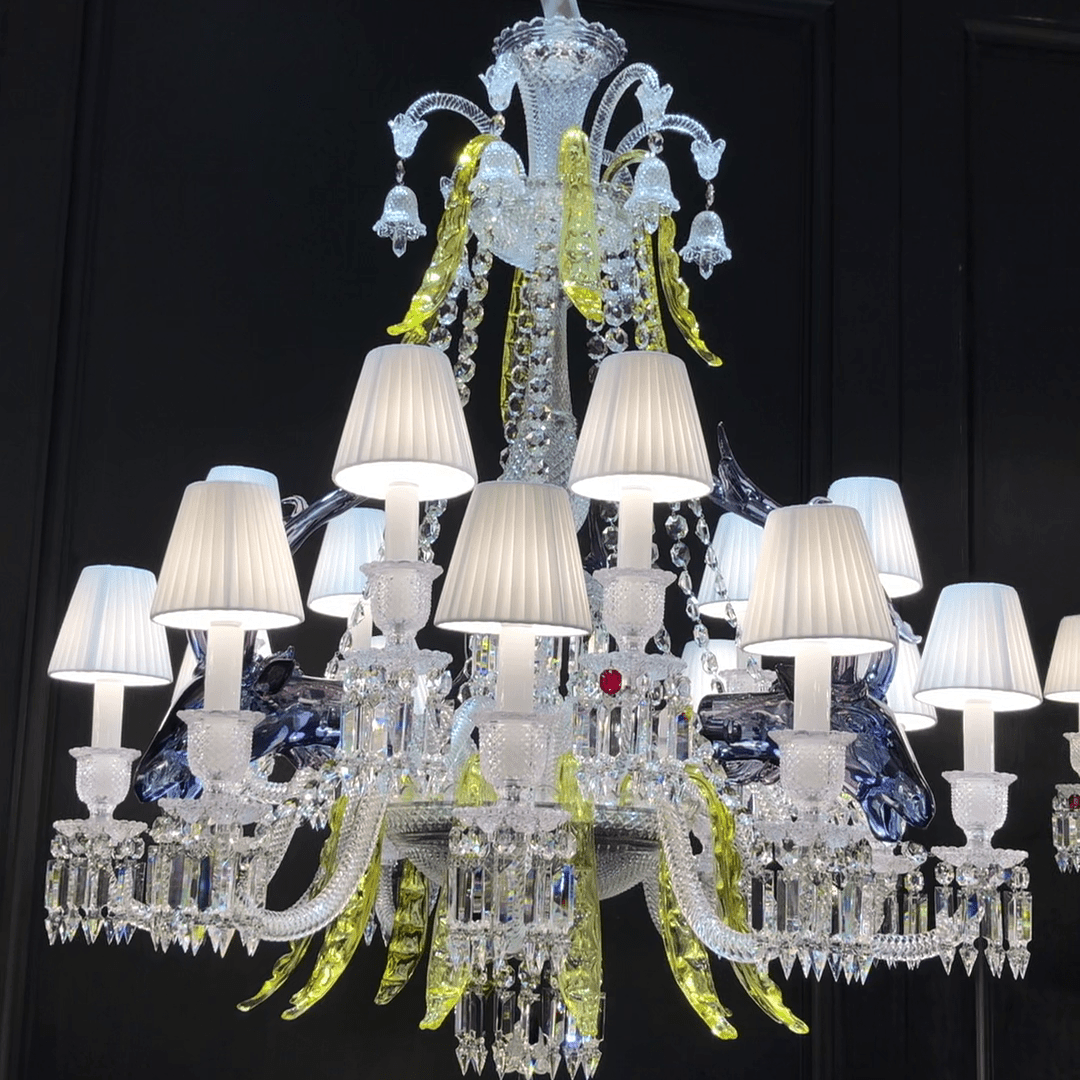 Traditional Colorful Candle Branch Blue Deer Crystal Chandelier for Living Room/Dining Room - 6 Lights: D29.5"*H33.5"Warm LightBlushlighting