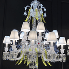 Traditional Colorful Candle Branch Blue Deer Crystal Chandelier for Living Room/Dining Room - 6 Lights: D29.5"*H33.5"Warm LightBlushlighting