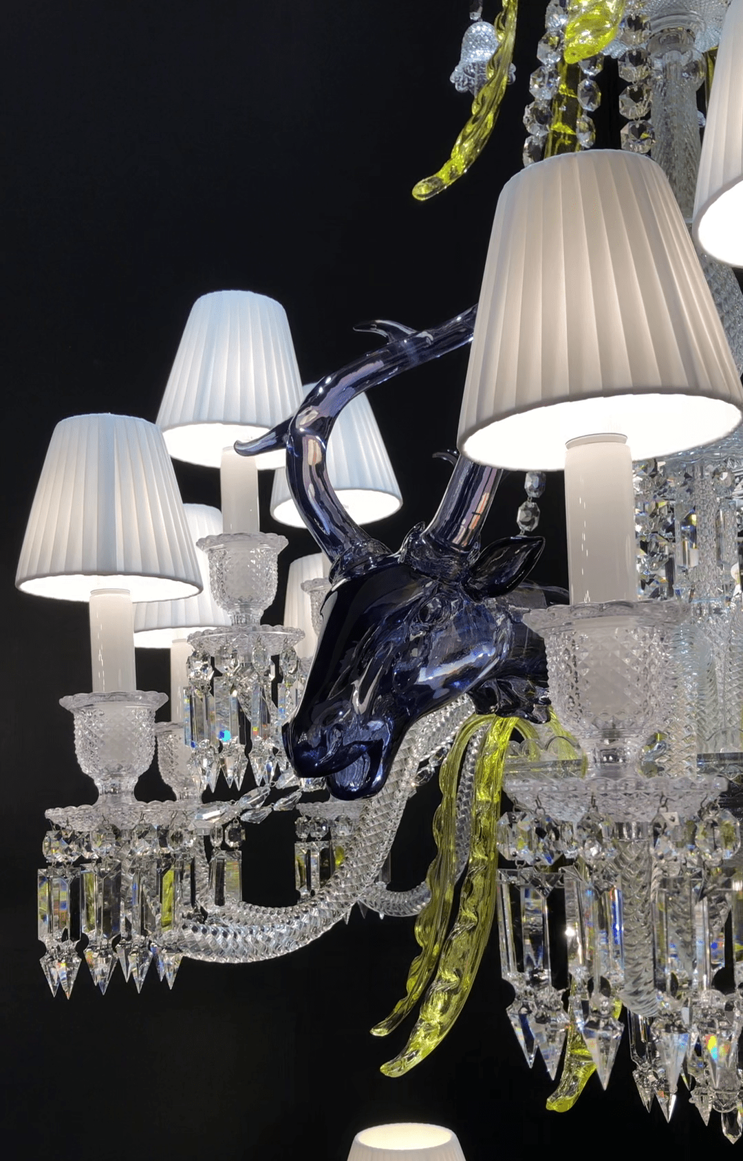 Traditional Colorful Candle Branch Blue Deer Crystal Chandelier for Living Room/Dining Room - 6 Lights: D29.5"*H33.5"Warm LightBlushlighting